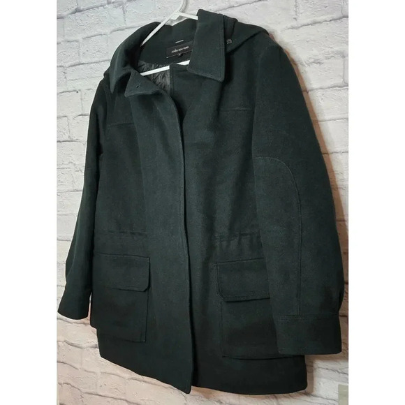 Vintage Jones New York wool blend black hooded coat size 16. - Picture 2 of 8